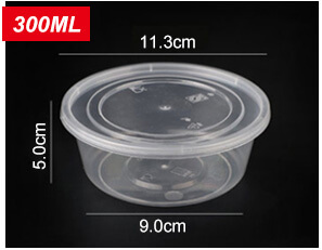 Plastic Disposable Food Containers - Round - 300ml