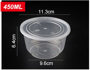 Plastic Disposable Food Containers - Round - 450ml